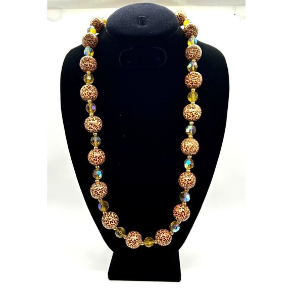 Joan Rivers Jewelry - Joan Rivers Necklace with Cheetah Print and Topaz Colored Aurora Borealis Beads